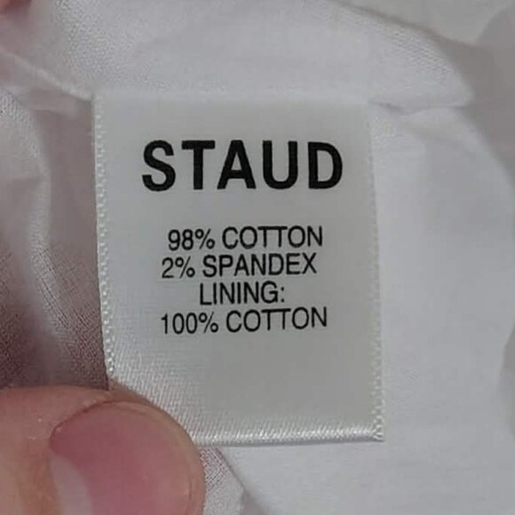 STAUD Carina Poplin Puff Sleeve Cutout Dress in White M - Picture 5 of 12